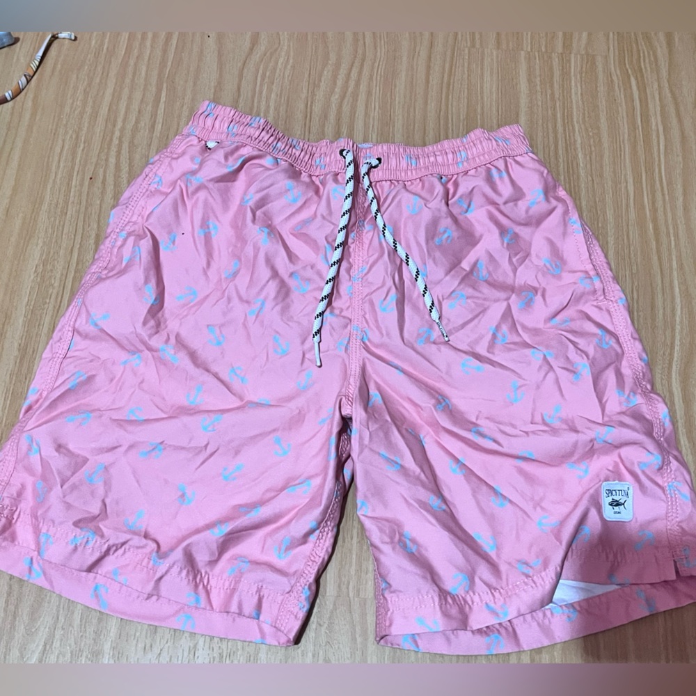 Pink Anchor Print Men’s Swim Shorts